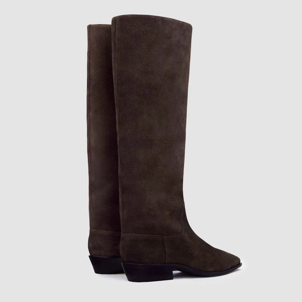 REFORMATION Dominique Genuine Boss Suede Espresso Brown Knee High Leather Boots - Picture 9 of 13